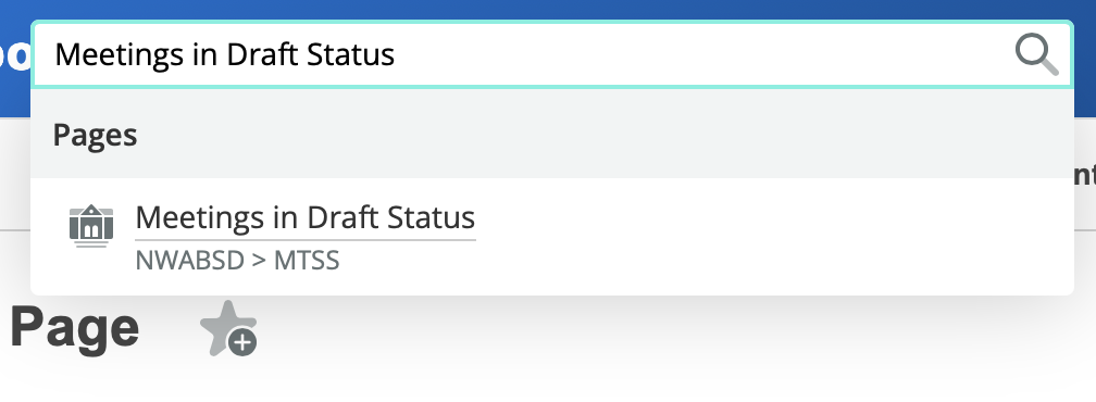 Image showing a search for Meetings in Draft Status