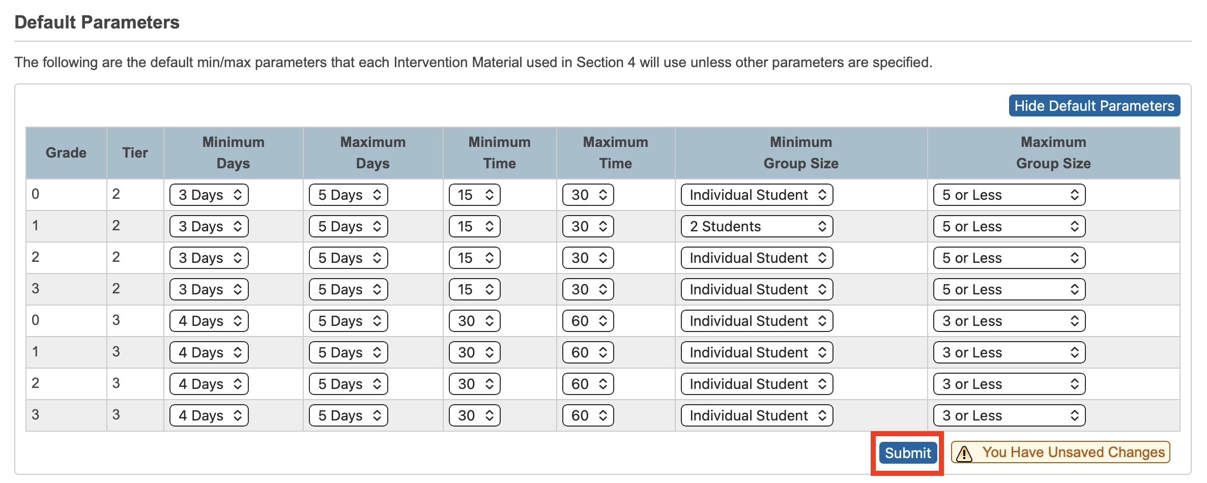 Highlighting the Submit button that must be clicked.