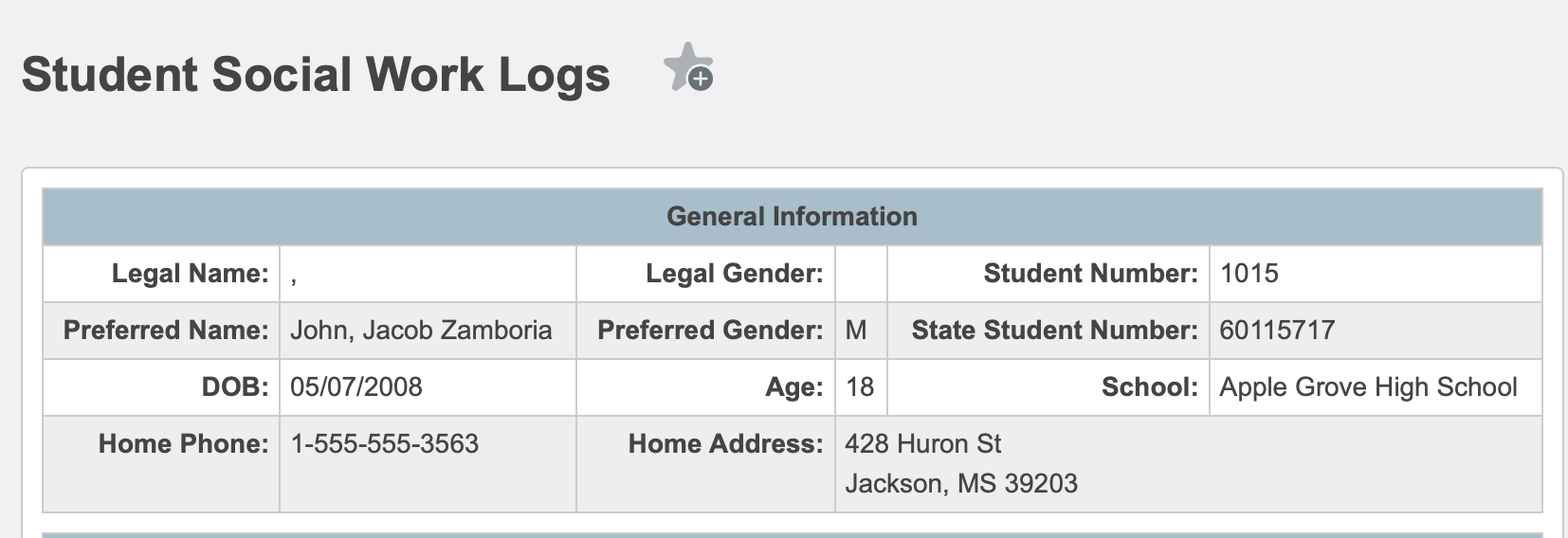 Image showing the General Information section