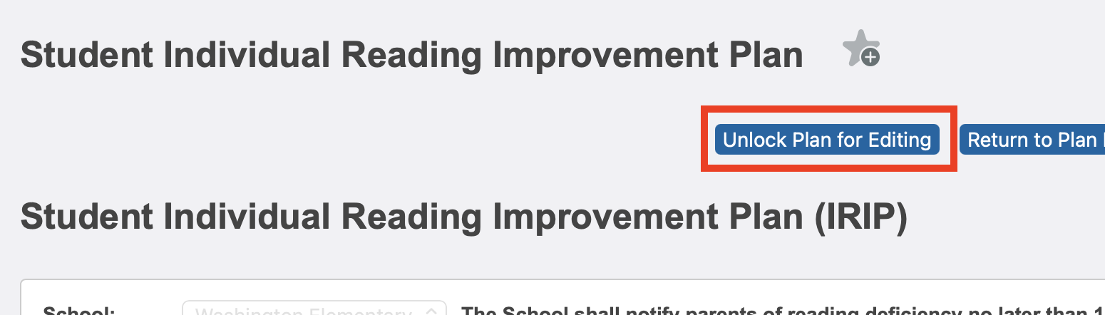 button to unlock plan for editing