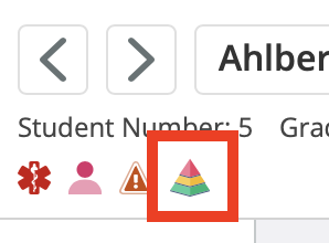 image highlighting the MTSS alert icon, a 3 color pyramid.