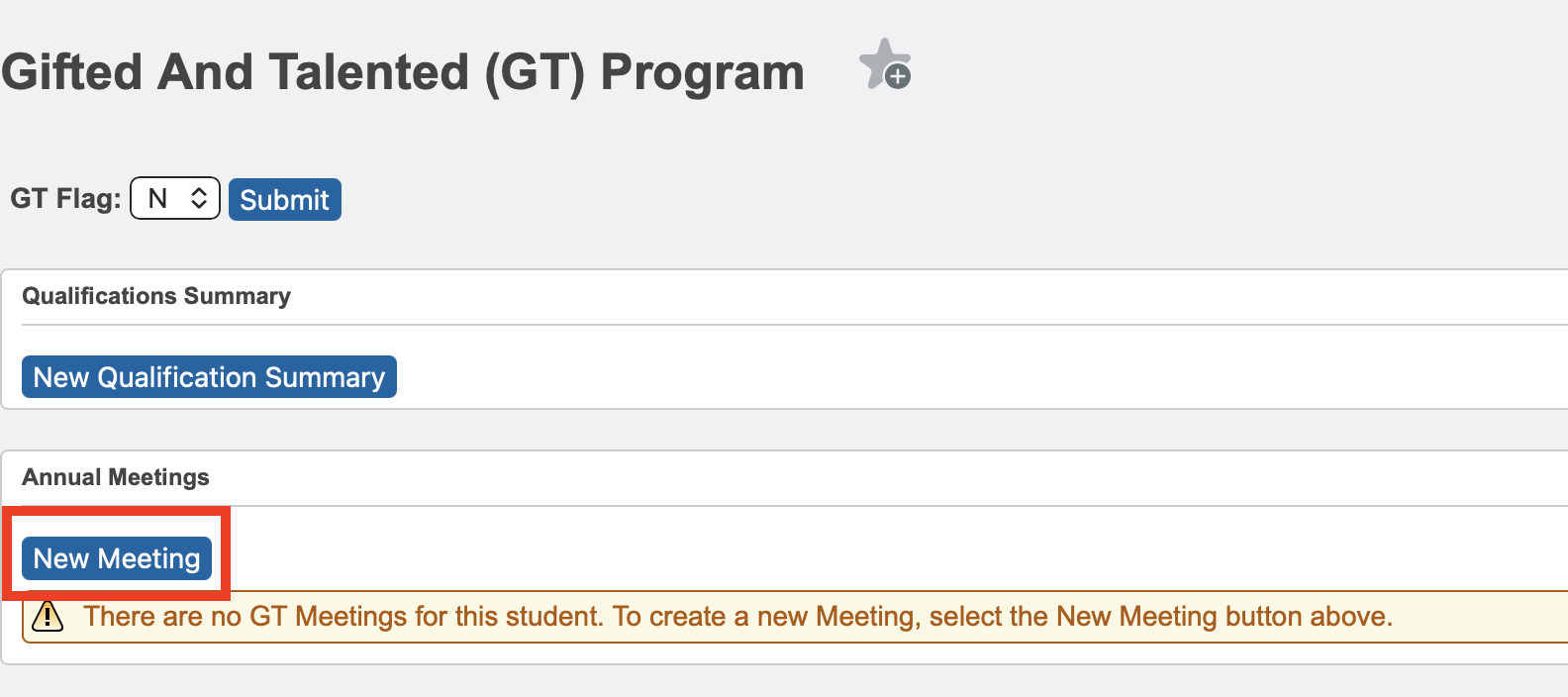 Annual Meetings section with the New Meeting button