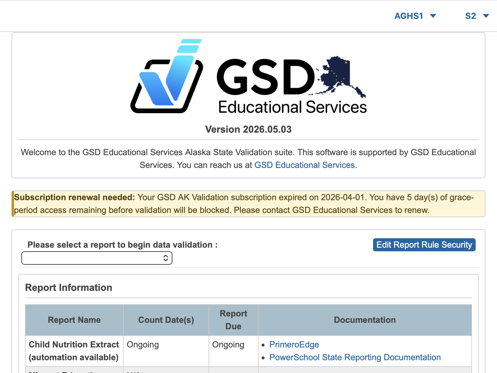 Image showing a warning banner that the license is in a grace period.