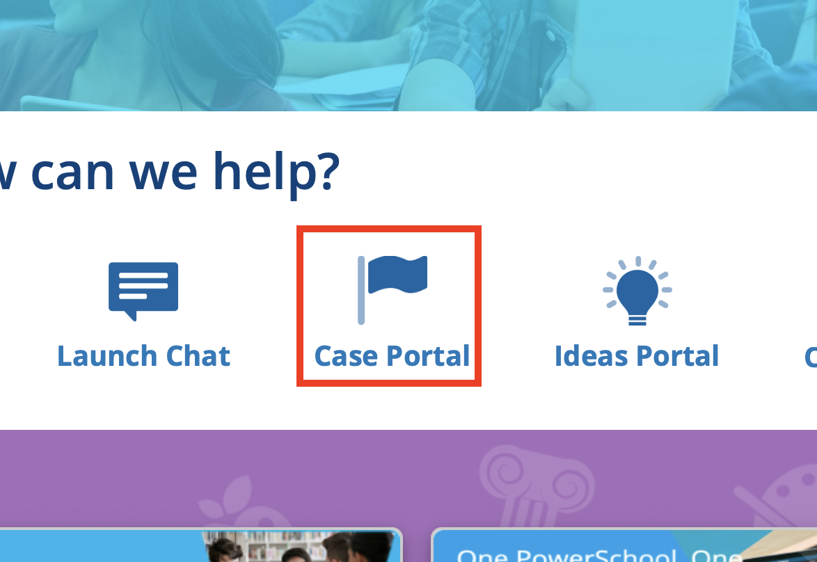 image highlighting the Case portal button