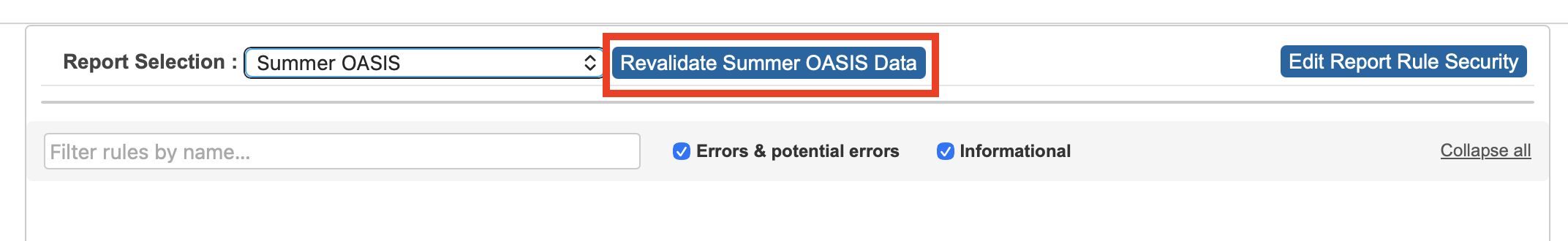 image showing the location of the Revalidate button.