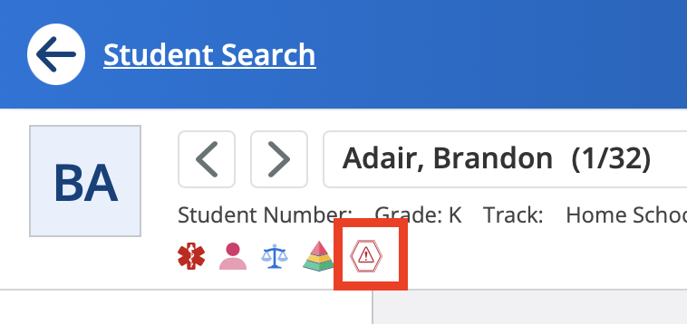 Screenshot highlighting the threat assessment icon.