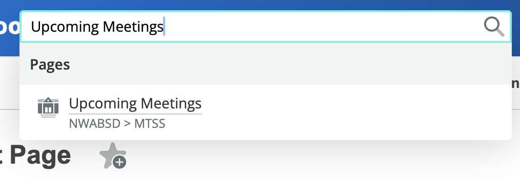 Image showing a search for Upcoming Meetings