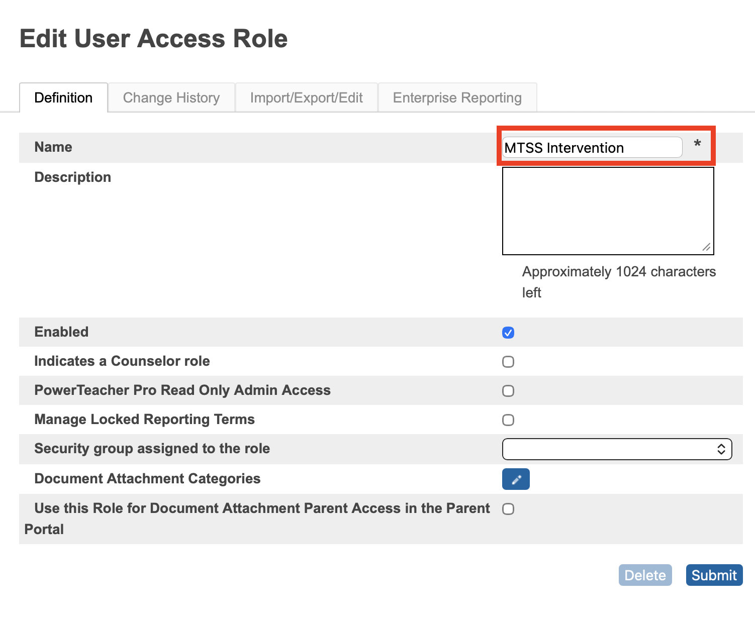 image showing that only the name field needs to get updated.